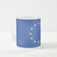 Frosted small glass mug with flag of Europe
