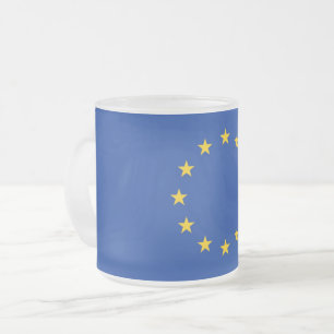 Frosted small glass mug with flag of Europe