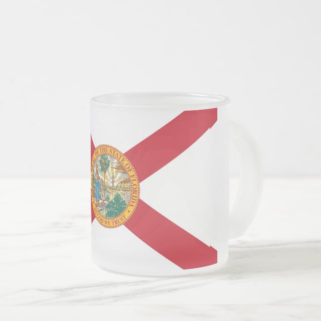 Frosted small glass mug with flag of Florida (Front Right)