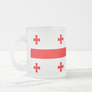 Frosted small glass mug with flag of Georgia
