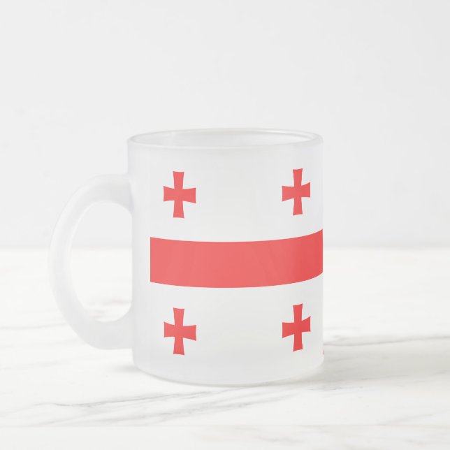 Frosted small glass mug with flag of Georgia (Left)