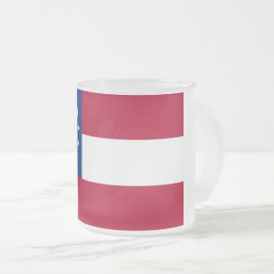 Frosted small glass mug with flag of Georgia