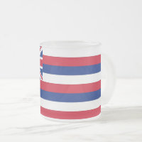 Frosted small glass mug with flag of Hawaii