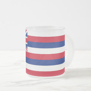Frosted small glass mug with flag of Hawaii