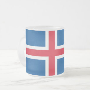 Frosted small glass mug with flag of Iceland