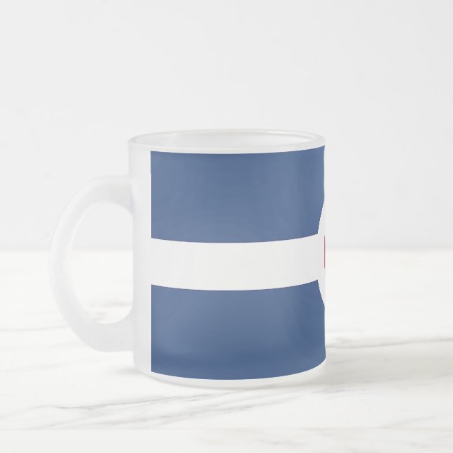 Frosted small glass mug with flag of Indianapolis (Left)