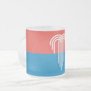 Frosted small glass mug with flag of Kansas City