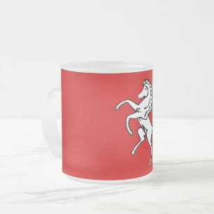 Frosted small glass mug with flag of Kent, England