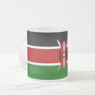 Frosted small glass mug with flag of Kenya