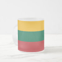 Frosted small glass mug with flag of Lithuania