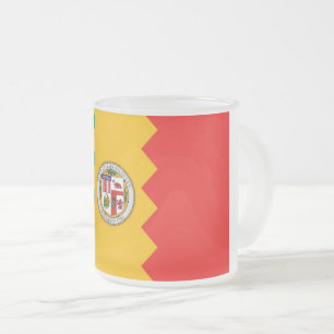 Frosted small glass mug with flag of Los Angeles