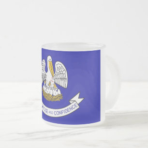 Frosted small glass mug with flag of Louisiana