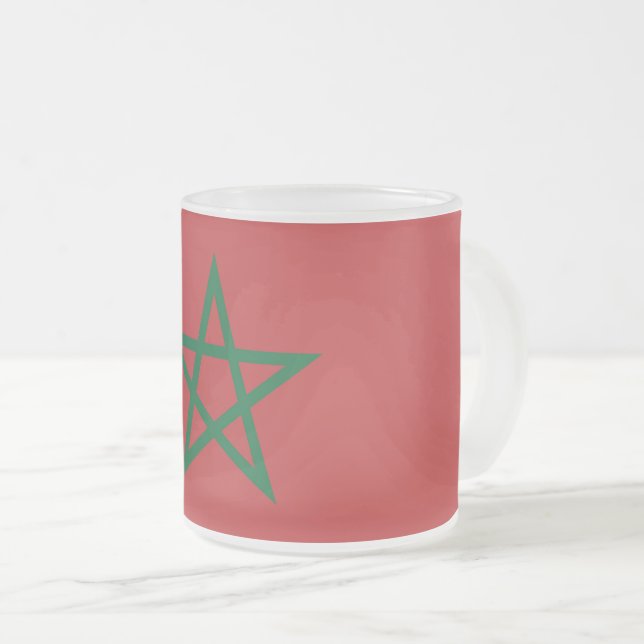 Frosted small glass mug with flag of Morocco (Front Right)