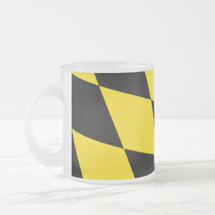 Frosted small glass mug with flag of Munich