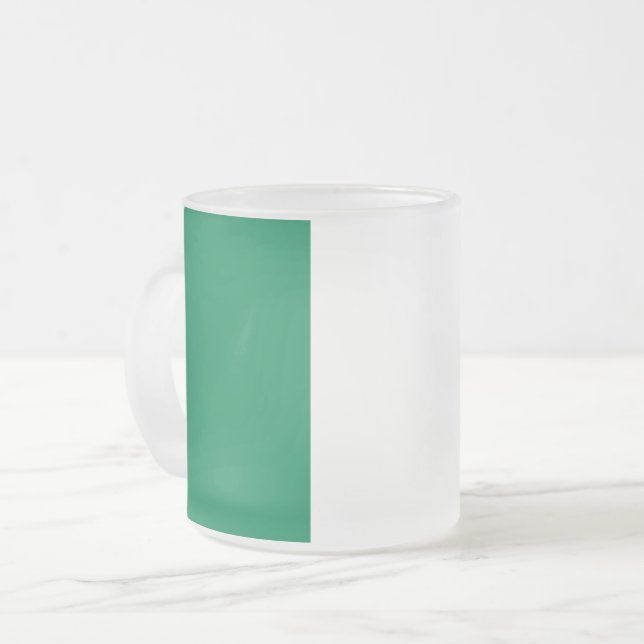 Frosted small glass mug with flag of Nigeria (Front Left)