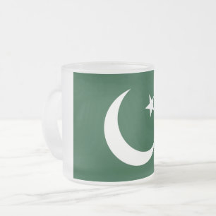 Frosted small glass mug with flag of Pakistan