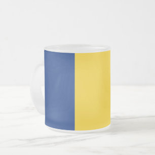 Frosted small glass mug with flag of Romania