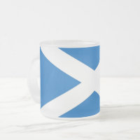Frosted small glass mug with flag of Scotland, UK