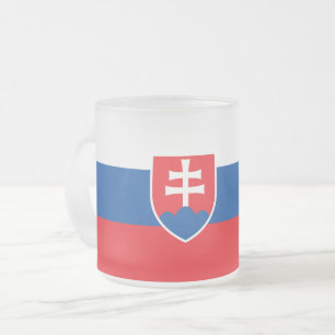 Frosted small glass mug with flag of Slovakia