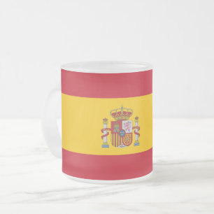 Frosted small glass mug with flag of Spain