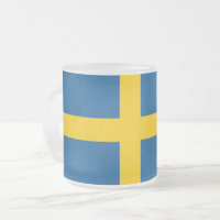Frosted small glass mug with flag of Sweden