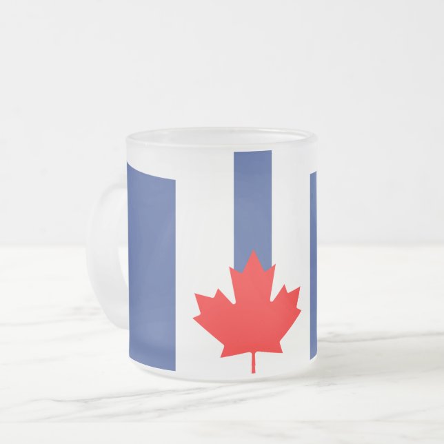 Frosted small glass mug with flag of Toronto (Front Left)