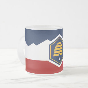 Frosted small glass mug with flag of Utah, USA