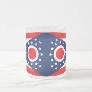 Frosted small glass mug with flag Ohio, USA