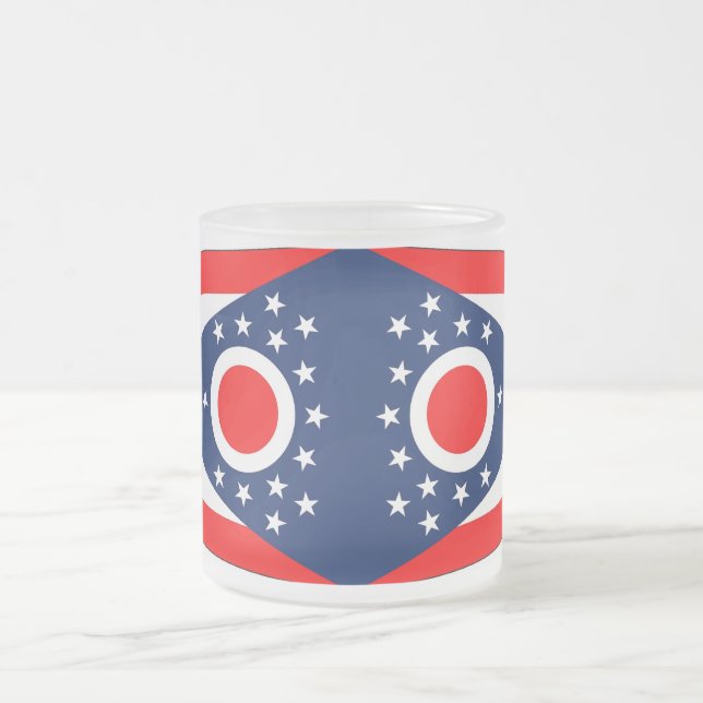Frosted small glass mug with flag Ohio, USA (Center)