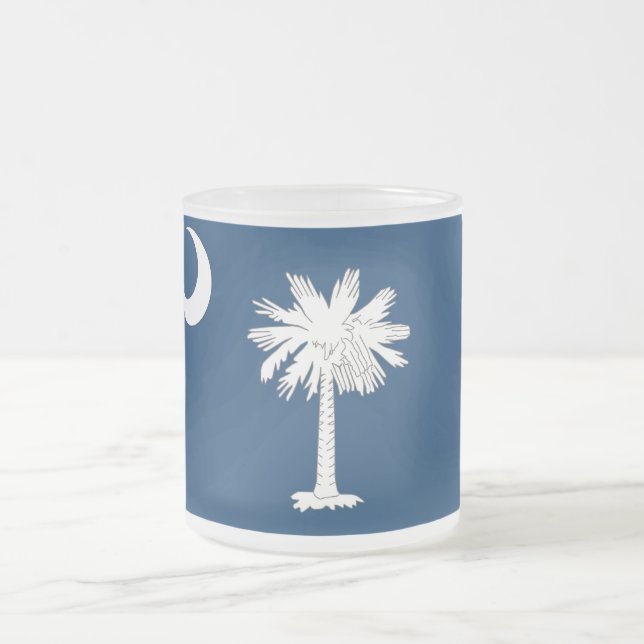 Frosted small glass mug with flag South Carolina (Center)