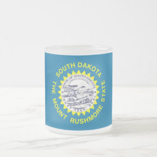 Frosted small glass mug with flag South Dakota