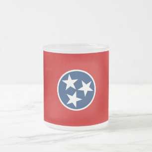 Frosted small glass mug with flag Tennessee