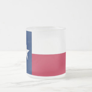 Frosted small glass mug with flag Texas, USA