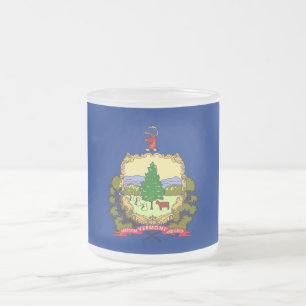 Frosted small glass mug with flag Vermont, USA