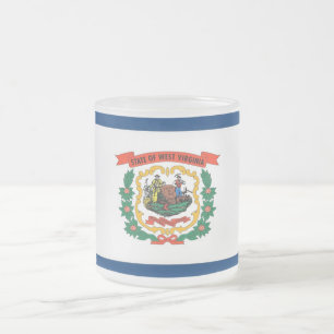 Frosted small glass mug with flag West Virginia