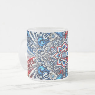 Frosted small glass mug with French Colours