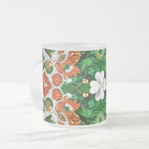 Frosted small glass mug with Irish Colours