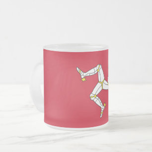 Frosted small glass mug with Isle Of Man flag, UK