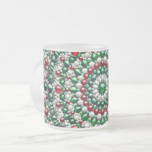 Frosted small glass mug with Italian Colours