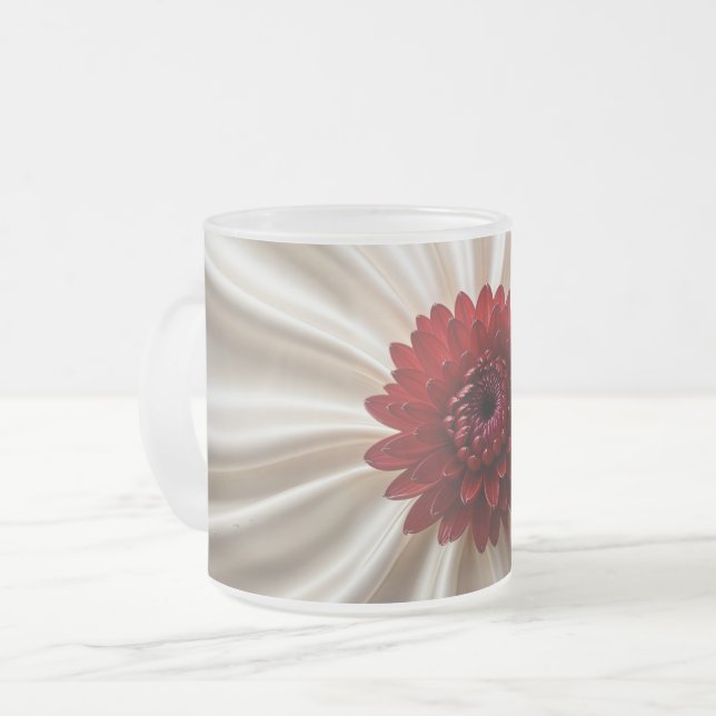 Frosted small glass mug with Japanase Colours (Front Left)