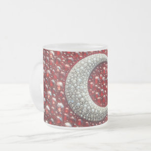 Frosted small glass mug with Turkish Colours
