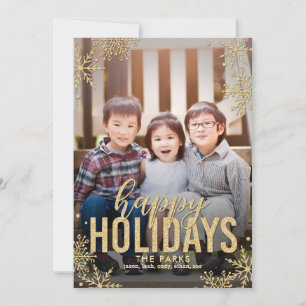 Frosted Snowflakes Holiday Photo Card Gold