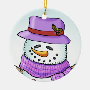 Frosted Snowman Ceramic Tree Decoration