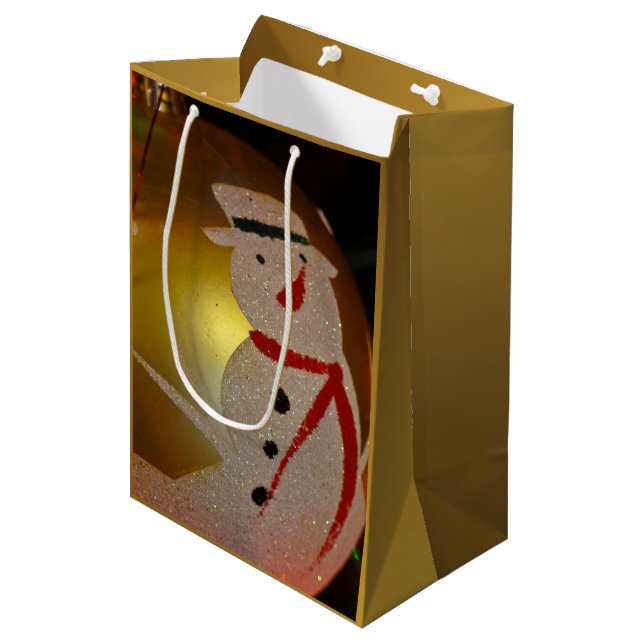 Frosted Snowman Christmas Ornament Gift Bag (Front Angled)