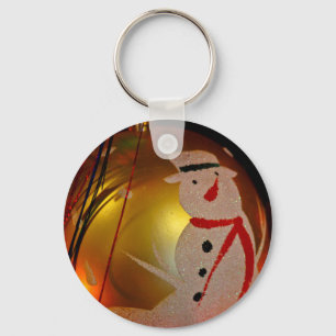 Frosted Snowman Ornament Key Ring