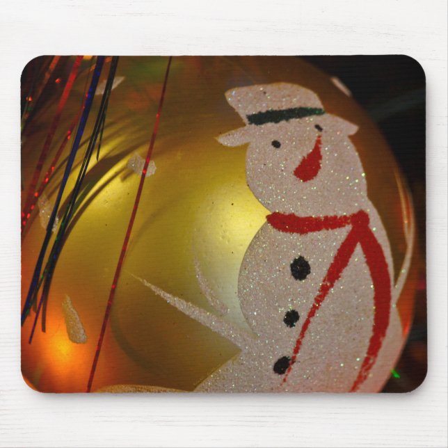 Frosted Snowman Ornament Mouse Mat (Front)