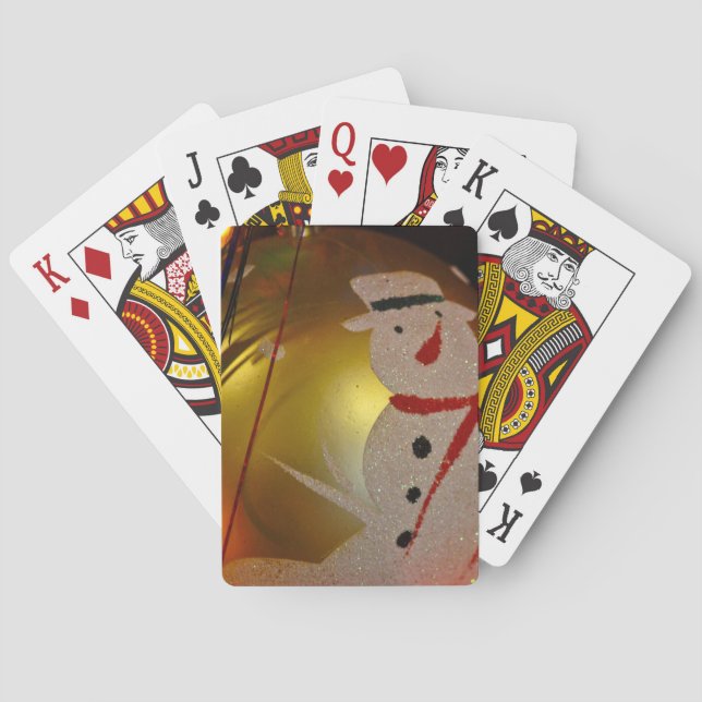 Frosted Snowman Ornament Playing Cards (Back)