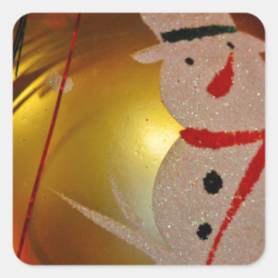 Frosted Snowman Ornament Square Sticker