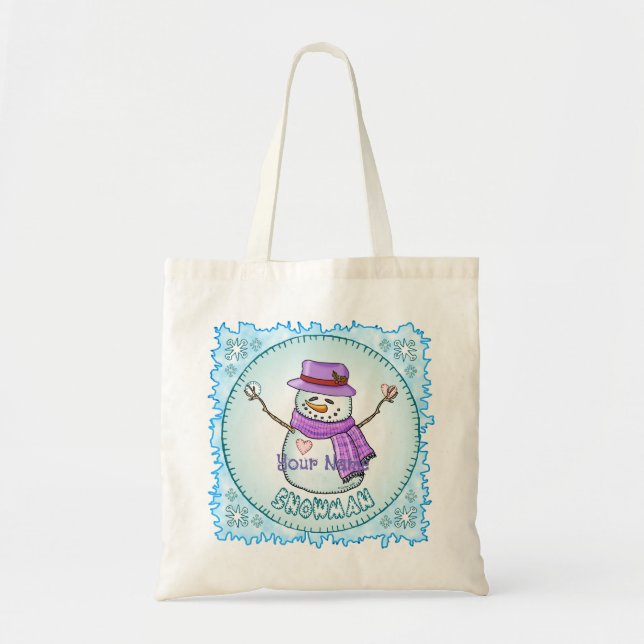 Frosted Snowman Tote Bag (Front)