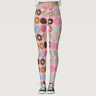 Frosted Sprinkled Pink and Chocolate Doughnuts Leggings